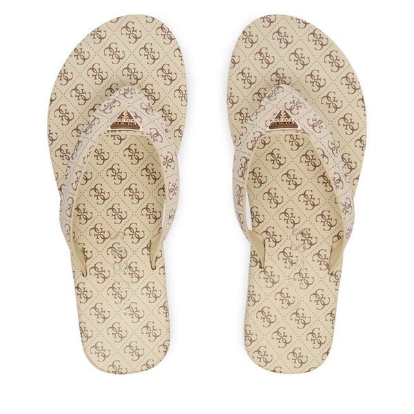 Japonki Guess. Brązowe klapki Guess, z aplikacjami, bez obcasa. Za 197,99 zł.