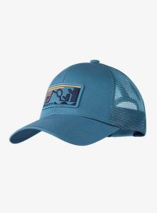Czapka z daszkiem Buff Explore Trucker Cap - nidus blue L-XL. Niebieskie czapki Buff, bez wzorów, z bawełny, eleganckie. Za 139,99 zł.