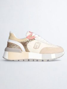 Liu Jo Sneakersy w kolorze beżowo-złoto-białym rozmiar: 39. Białe trampki Liu Jo, bez wzorów, z materiału, bez zapięcia. Za 404,10 zł.