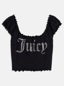 Juicy Couture Top w kolorze czarnym rozmiar: L. Czarne topy Juicy Couture, l, bez wzorów, bez kołnierzyka, bez ramiączek. Za 128,55 zł.