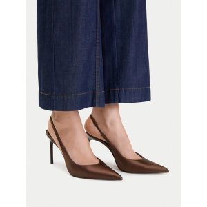 Szpilki Nine West. Brązowe szpilki Nine West, bez wzorów, bez obcasa. Za 279,99 zł.