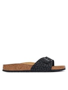 Birkenstock Klapki Madrid 1033137 Czarny. Czarne klapki Birkenstock, bez wzorów, z syntetyku, bez obcasa. Za 359,99 zł.