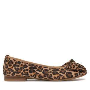 Baleriny Tamaris. Brązowe balerinki Tamaris, bez wzorów, bez obcasa, bez zapięcia. Za 299,99 zł.