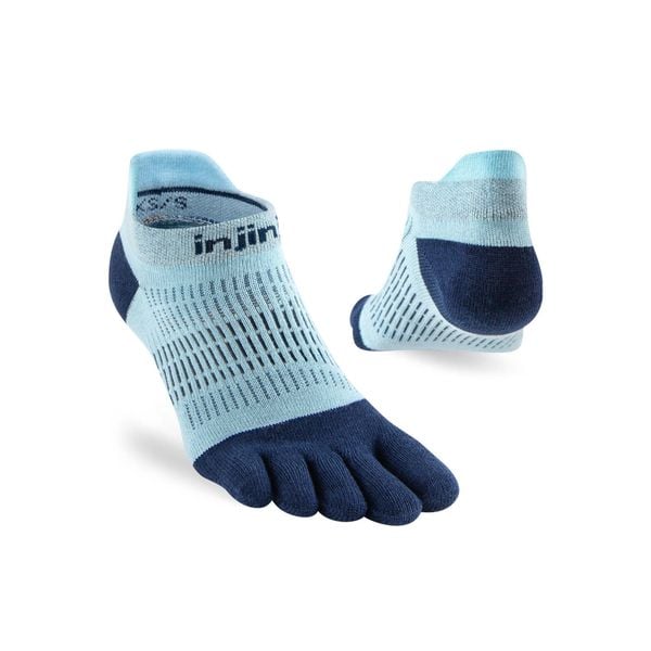 Skarpety damskie do biegania Injinji Run Lightweight No-Show. Niebieskie skarpetki Injinji, bez wzorów. Za 58,99 zł.