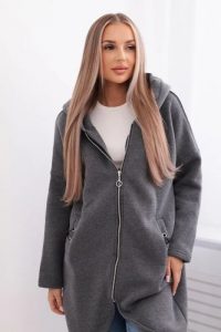 Bluza ocieplana długa grafit melanż. Bluzy KESI, l, bez wzorów, z bawełny, bez kaptura. Za 355,46 zł.