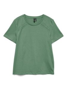 Vero Moda Koszulka w kolorze zielonym rozmiar: L. Zielone bluzki Vero Moda, l, bez wzorów, z bawełny, bez kołnierzyka, bez ramiączek. Za 61,46 zł.