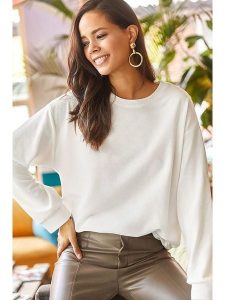 Olalook Bluza w kolorze białym rozmiar: L. Białe bluzy Olalook, l, bez wzorów, bez kaptura. Za 78,47 zł.