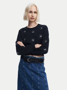 Desigual Bluza Joya 24WWSK32 Czarny Regular Fit. Czarne bluzy Desigual, l, bez wzorów, z bawełny, bez kaptura. Za 349,99 zł.