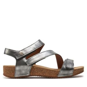 Sandały Josef Seibel. Szare sandały Josef Seibel, bez wzorów, bez obcasa, na płaskiej podeszwie, bez zapięcia. Za 309,99 zł.