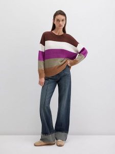 MAVI Sweter w kolorze brązowo-fioletowo-oliwkowym rozmiar: XL. Brązowe swetry oversize Mavi, xl, bez wzorów, z bawełny, bez ramiączek. Za 114,95 zł.