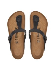 Birkenstock Japonki Gizeh 1029231 Czarny. Czarne klapki Birkenstock, bez wzorów, ze skóry, bez obcasa. Za 458,99 zł.