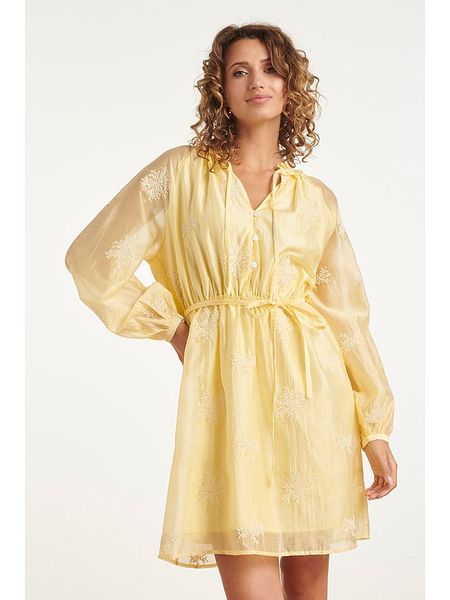 Smashed Lemon Sukienka w kolorze żółtym rozmiar: XL. Żółte sukienki Smashed Lemon, xl, bez wzorów, bez kołnierzyka, bez ramiączek, mini, rozkloszowane. Za 269,95 zł.