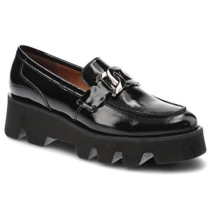 Czarne Półbuty Karino Eleganckie Skórzane Buty. Czarne półbuty Karino, bez wzorów, ze skóry, bez obcasa, na obcasie, bez zapięcia. Za 349,00 zł.