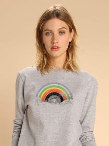 WOOOP Bluza "Rainbow Classics" w kolorze szarym rozmiar: XS. Szare bluzy Wooop, xs, bez wzorów, bez kaptura. Za 108,99 zł.