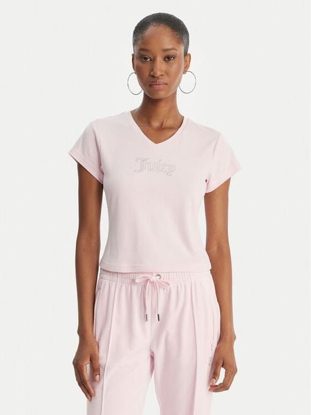 Juicy Couture T-Shirt Capped JCWCT126318 Różowy Slim Fit. Czerwone t-shirty Juicy Couture, xl, bez wzorów, bez kołnierzyka, bez ramiączek. Za 179,99 zł.
