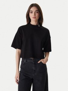 HUGO T-Shirt Damelody 50561189 Czarny Regular Fit. Czarne t-shirty Hugo, s, bez wzorów, z bawełny, bez kołnierzyka, bez ramiączek. Za 279,99 zł.