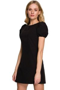 Elegancka sukienka mini krótkie bufiaste rękawy czarna. Czarne sukienki Sukienki.shop, na imprezę, l, bez wzorów, eleganckie, bez kołnierzyka, bez ramiączek, mini. W wyprzedaży za 174,00 zł.