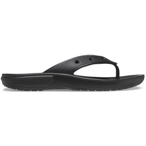 Japonki damskie Crocs Classic Flip. Czarne klapki Crocs, bez wzorów, z materiału, bez obcasa. W wyprzedaży za 222,05 zł.