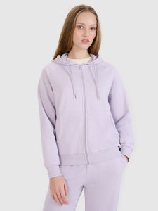 4F Bluza dresowa rozpinana z kapturem damska - fioletowa XXL. Fioletowe bluzy 4f, xs, bez wzorów, z bawełny, z kapturem. W wyprzedaży za 149,99 zł.