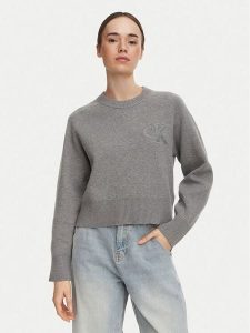 Calvin Klein Jeans Sweter LV047H320G Szary ciemny Regular Fit. Szare swetry klasyczne Calvin Klein Jeans, xl, z bawełny, bez kołnierzyka. Za 569,99 zł.