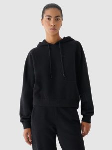 4F Bluza dresowa z kapturem damska 4F x Anna Lewandowska - czarna XL. Czarne bluzy 4f, xl, bez wzorów, z bawełny, z kapturem. W wyprzedaży za 139,99 zł.