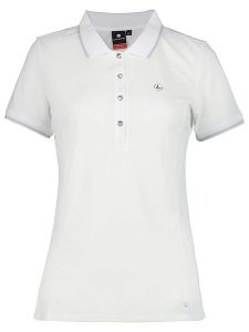 LUHTA Koszulka "Kivimaa" w kolorze białym rozmiar: XL. Białe bluzki Luhta, xl, bez wzorów, bez kołnierzyka, bez ramiączek. Za 105,38 zł.