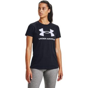 Koszulka damska Under Armour Live Sportstyle Graphic SSC. Czarne bluzki Under Armour, xs, bez wzorów, sportowe, bez kołnierzyka, bez ramiączek. Za 78,99 zł.