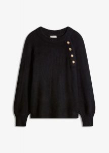 Sweter. Czarne swetry klasyczne bonprix, bez kołnierzyka. Za 107,99 zł.