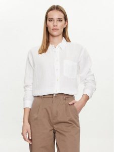 Gap Koszula 885282-01 Biały Relaxed Fit. Białe koszule GAP, xxs, bez wzorów, z bawełny, bez kołnierzyka, bez ramiączek. Za 129,99 zł.