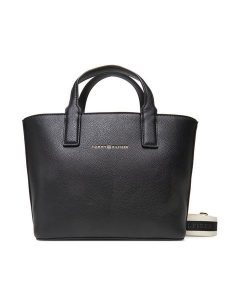 Tommy Hilfiger Torebka Th Logotape Mini Tote AW0AW17448 Czarny. Czarne torebki klasyczne TOMMY HILFIGER, bez wzorów, ze skóry, bez dodatków. Za 359,99 zł.