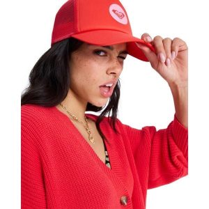 Czapka Trucker dla Kobiety BRIGHTER DAY Czerwony. Czerwone czapki Roxy, bez wzorów, z poliesteru. Za 119,99 zł.