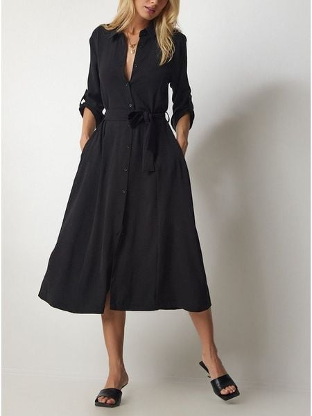 LA Angels Sukienka w kolorze czarnym rozmiar: S. Czarne sukienki LA Angels, na co dzień, s, bez wzorów, z tkaniny, bez kołnierzyka, bez ramiączek, midi, proste. Za 191,88 zł.