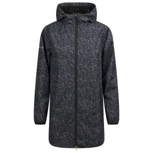 Trespass Parched - Damska kurtka przeciwdeszczowa z czarnym nadrukiem. Czarne kurtki Trespass, bez wzorów, bez kaptura. Za 414,99 zł.