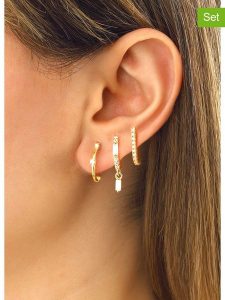 Miu Silver Pozłacane kolczyki (3 szt.) z cyrkoniami rozmiar: onesize. Szare kolczyki Miu Silver, z cyrkonią, pozłacane. Za 130,50 zł.