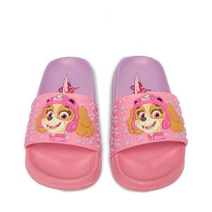 Klapki Paw Patrol. Czerwone klapki Paw Patrol, bez wzorów, bez obcasa. Za 49,99 zł.