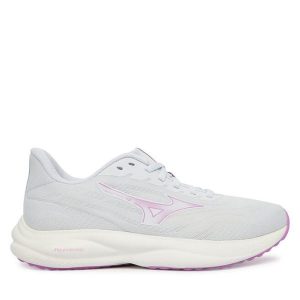 Buty do biegania Mizuno. Niebieskie buty sportowe Mizuno, bez wzorów, bez zapięcia, do biegania. Za 429,99 zł.