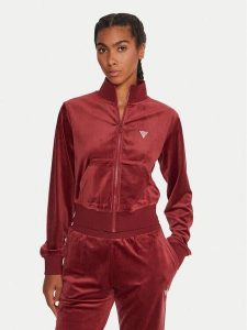 Guess Bluza V3BQ22 K0232 Bordowy Regular Fit. Czerwone bluzy Guess, s, z aplikacjami, z syntetyku, bez kaptura. Za 279,99 zł.