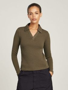 G-Star Koszulka polo w kolorze khaki rozmiar: L. Brązowe bluzki G-Star, l, bez wzorów, z bawełny, retro, bez kołnierzyka, bez ramiączek. Za 149,31 zł.