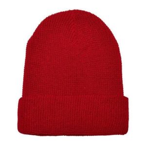 Dzianinowa Czapka Z Recyklingu. Czerwone czapki FLEXFIT, bez wzorów, z dzianiny, sportowe. Za 67,99 zł.