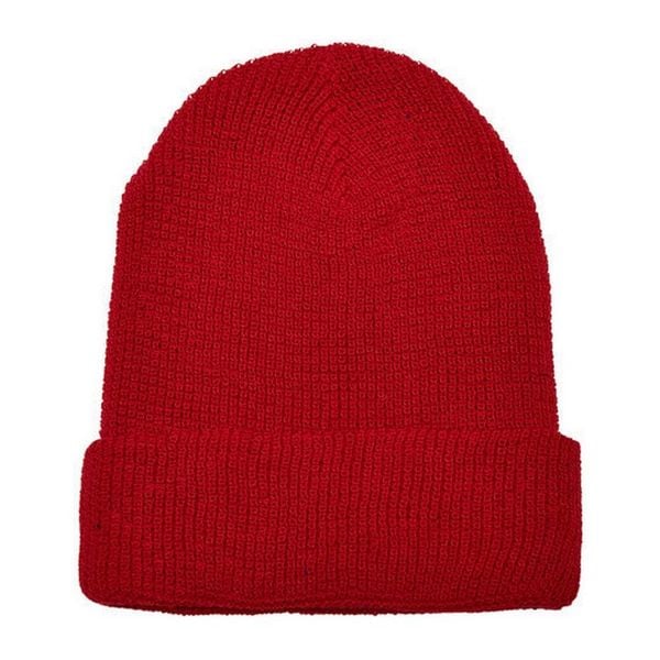 Dzianinowa Czapka Z Recyklingu. Czerwone czapki FLEXFIT, bez wzorów, z dzianiny, sportowe. Za 67,99 zł.
