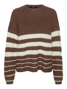 Vero Moda Sweter w kolorze brązowo-kremowym rozmiar: M. Brązowe swetry oversize Vero Moda, m, bez wzorów, ze splotem, bez ramiączek. Za 65,85 zł.