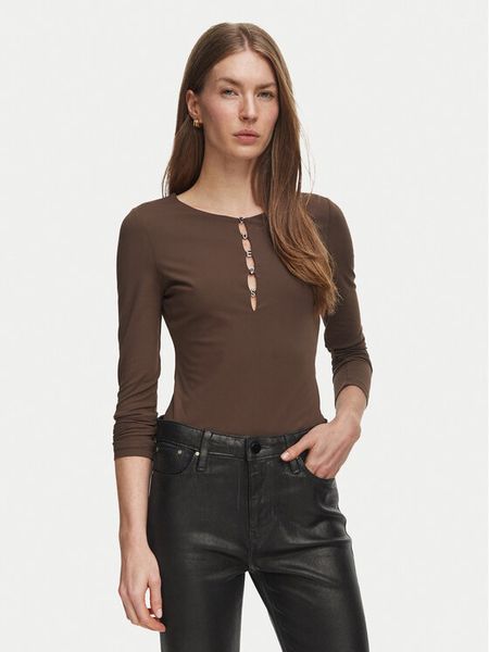 Guess Body W6BP21 K6256 Brązowy Slim Fit. Brązowe body i gorsety Guess, z aplikacjami, z syntetyku. Za 294,99 zł.