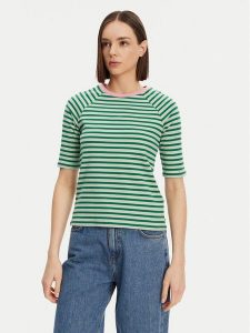 Tom Tailor Denim T-Shirt 1045410 Zielony Regular Fit. Zielone t-shirty TOM TAILOR DENIM, xs, bez wzorów, z bawełny, bez kołnierzyka, bez ramiączek. Za 79,99 zł.