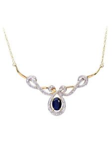 Revoni Złoty naszyjnik z elementem ozdobnym - dł. 46 cm rozmiar: onesize. Niebieskie naszyjniki Revoni, z diamentem, złote. Za 2 805,99 zł.