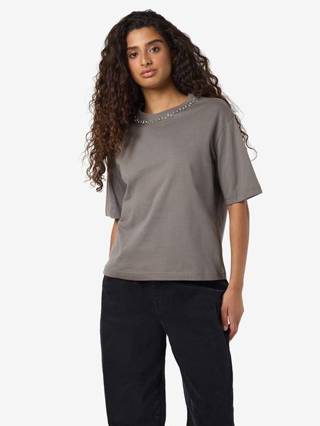 Noisy may Koszulka w kolorze szarym rozmiar: L. Szare bluzki Noisy may, l, bez wzorów, z bawełny, bez kołnierzyka, bez ramiączek. Za 79,21 zł.