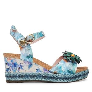 Sandały Laura Vita. Niebieskie sandały LAURA VITA, bez wzorów, bez obcasa, na koturnie, bez zapięcia. Za 439,99 zł.