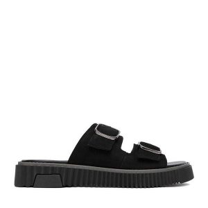 Klapki Lasocki. Czarne klapki Lasocki, bez wzorów, bez obcasa. Za 169,99 zł.