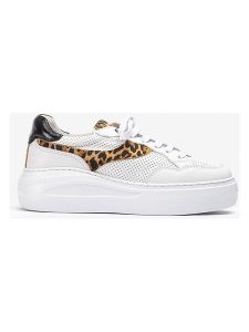 Unisa Skórzane sneakersy w kolorze biało-jasnobrązowym rozmiar: 39. Białe trampki Unisa, bez wzorów, bez zapięcia. Za 260,99 zł.