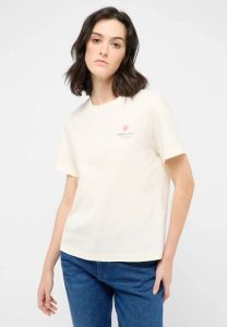 Damski T-Shirt Mustang Style Floris Whisper White 1016141 2013. Białe t-shirty Mustang, l, bez wzorów, bez kołnierzyka, bez ramiączek. Za 79,99 zł.