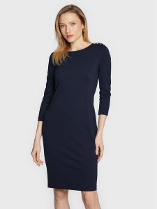 Lauren Ralph Lauren Sukienka codzienna 250863910002 Granatowy Regular Fit. Niebieskie sukienki Lauren Ralph Lauren, na co dzień, bez wzorów, z wiskozy, bez kołnierzyka, bez ramiączek, proste. Za 519,99 zł.